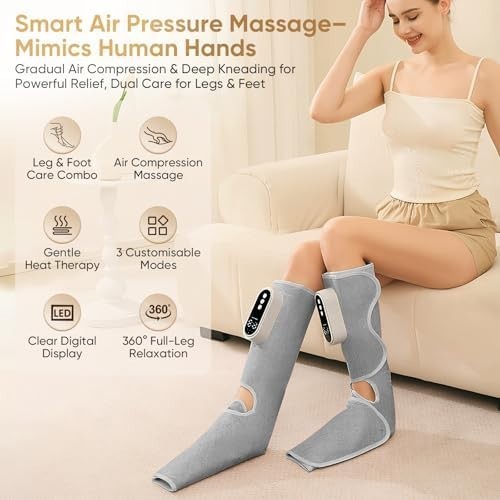 Portable Heated Leg & Foot Massager with Air Compression 3 Modes