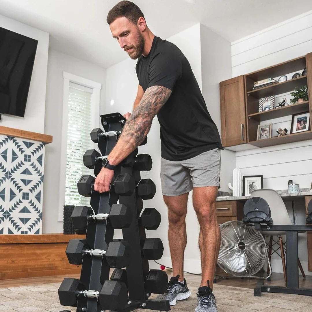 6 Tier Hex Dumbbell Rack Set 120kg With Vertical Storage Stand