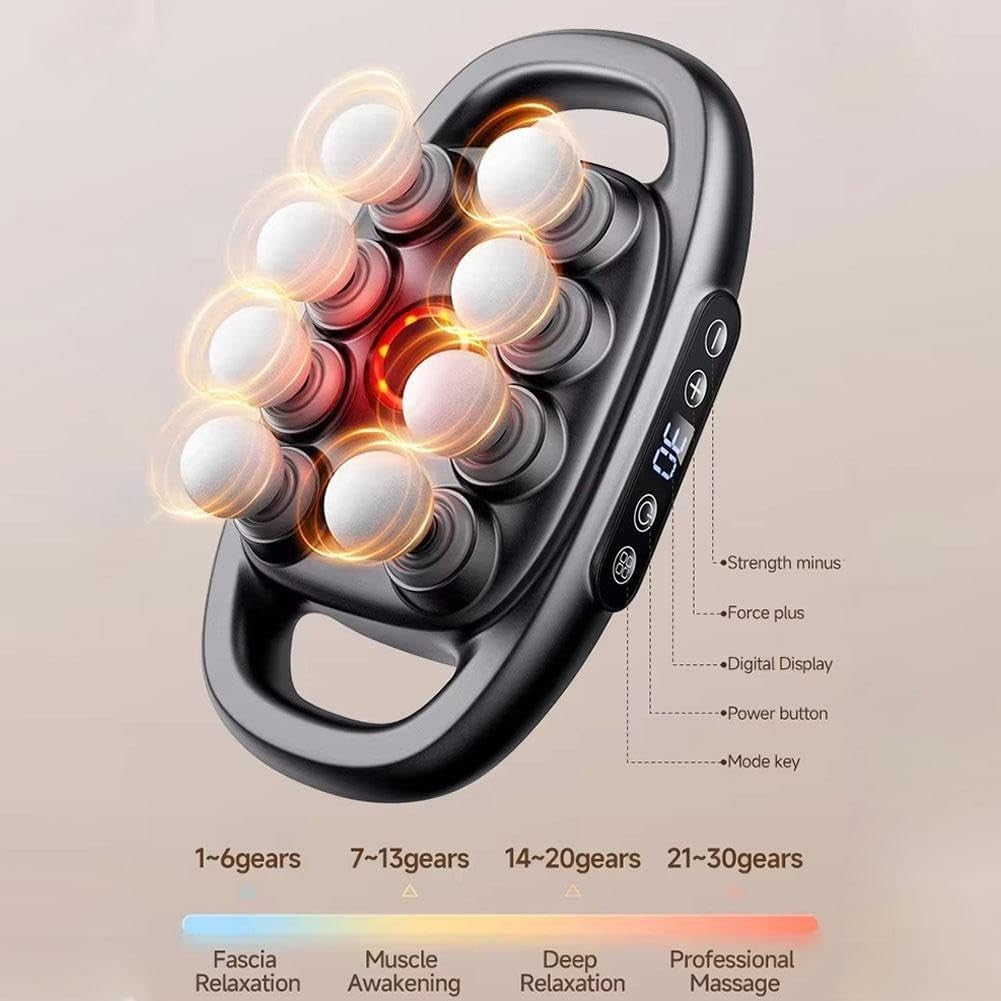 Deep Tissue Massage Gun 16 Drive 8 Head Red Light Muscle Pain Relief Tool