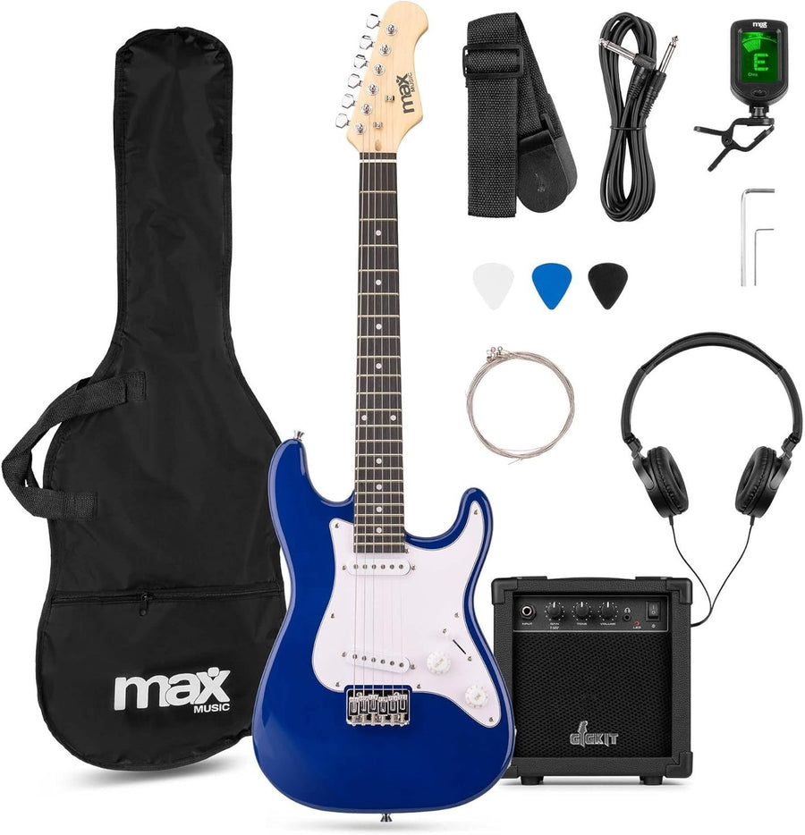 3/4 Junior Electric Guitar Starter Kit Blue w/ Amp & Accessories