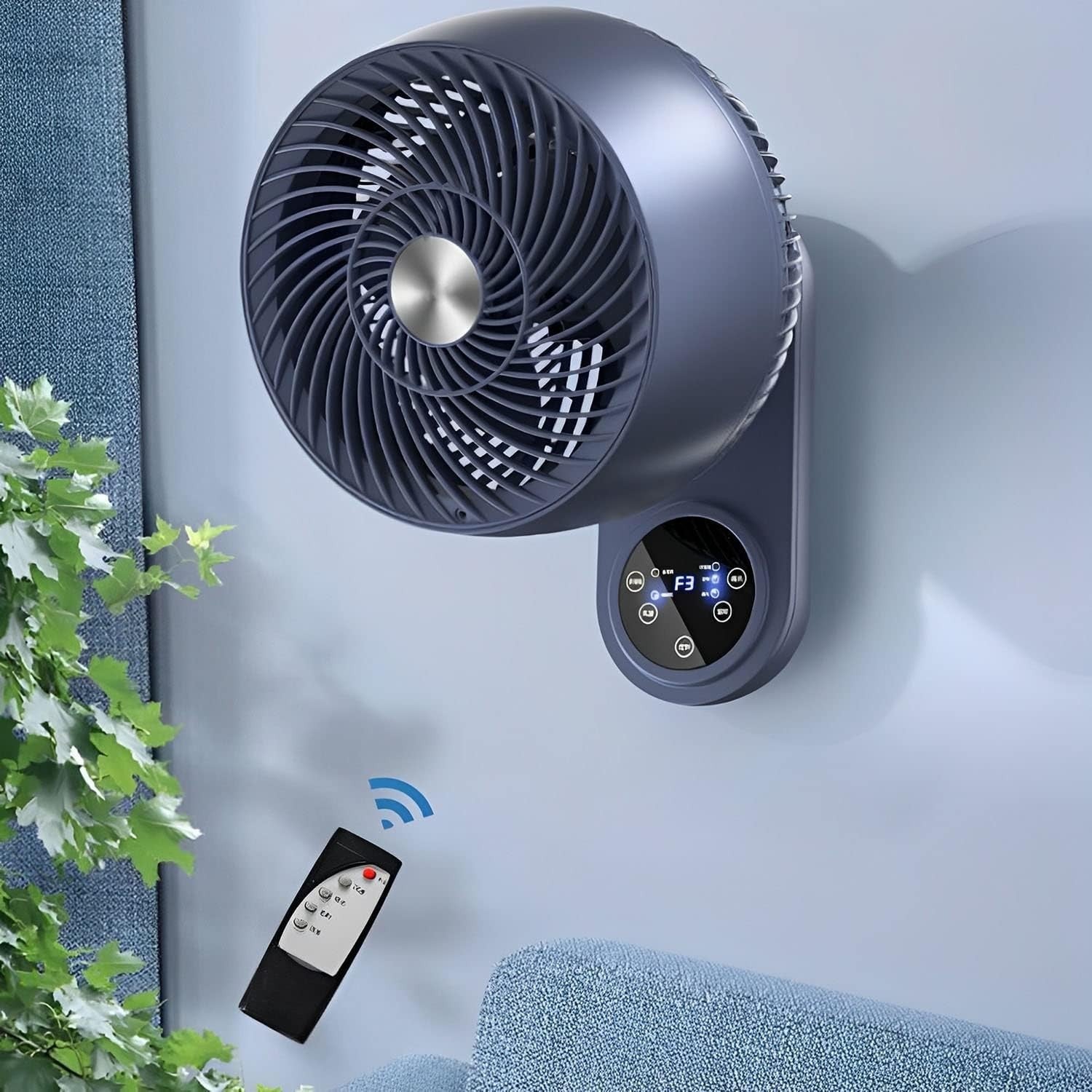 Wall Fan 10in Remote Control 3-Speed 85° Oscillation Quiet Cooling 12h Timer