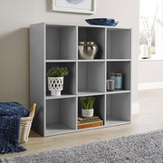Modern 9-Cube Storage Bookcase Unit Grey – Freestanding Shelving for Home Office