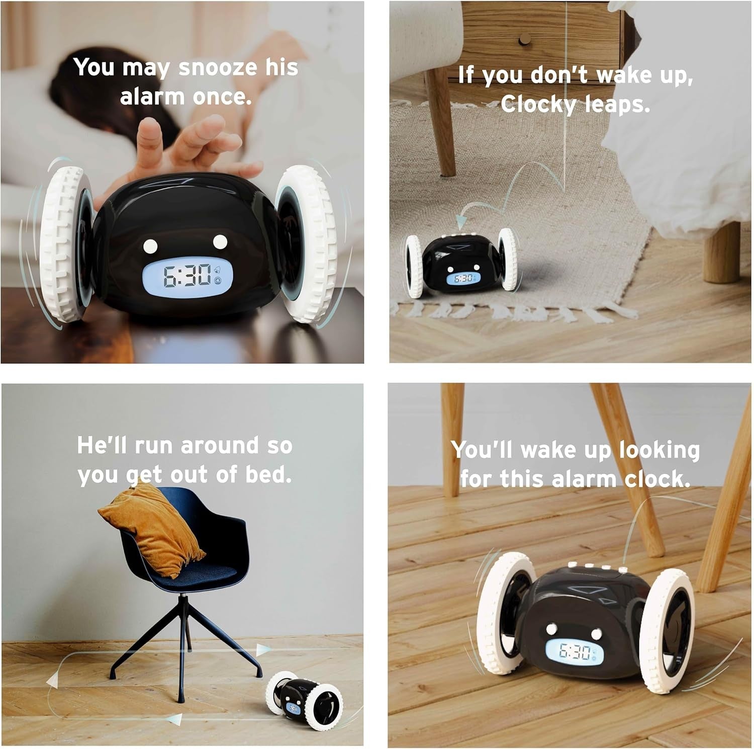 Runaway Alarm Clock on Wheels Extra Loud Heavy Sleeper Wake Up Clock