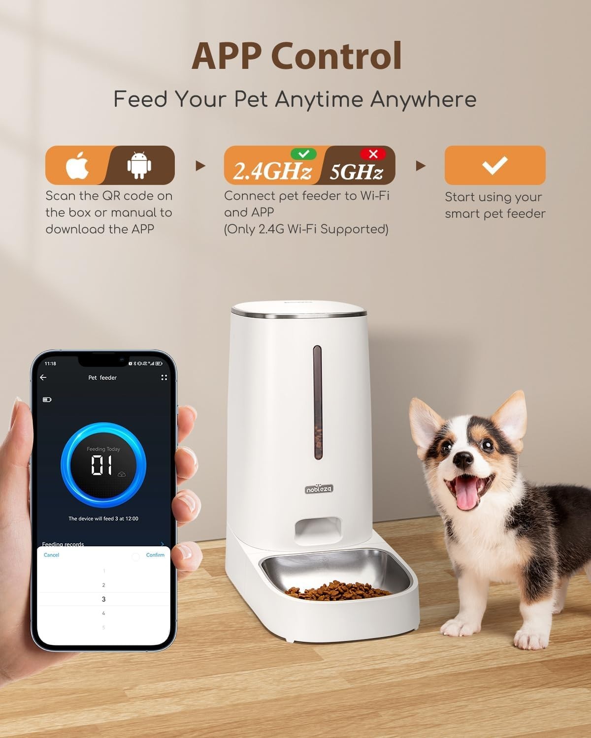 4L WiFi Automatic Cat Feeder Smart App Control Food Dispenser Timer