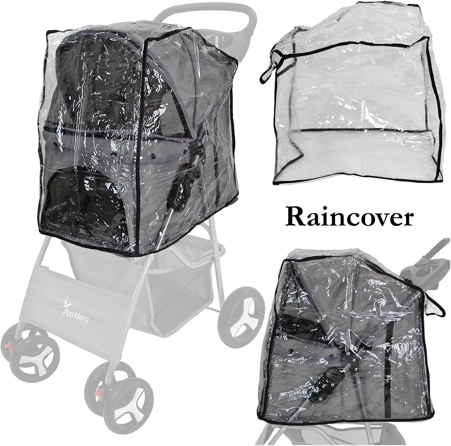 Pet Travel Stroller Dog Cat Pushchair Foldable Swivel 15kg + Rain Cover