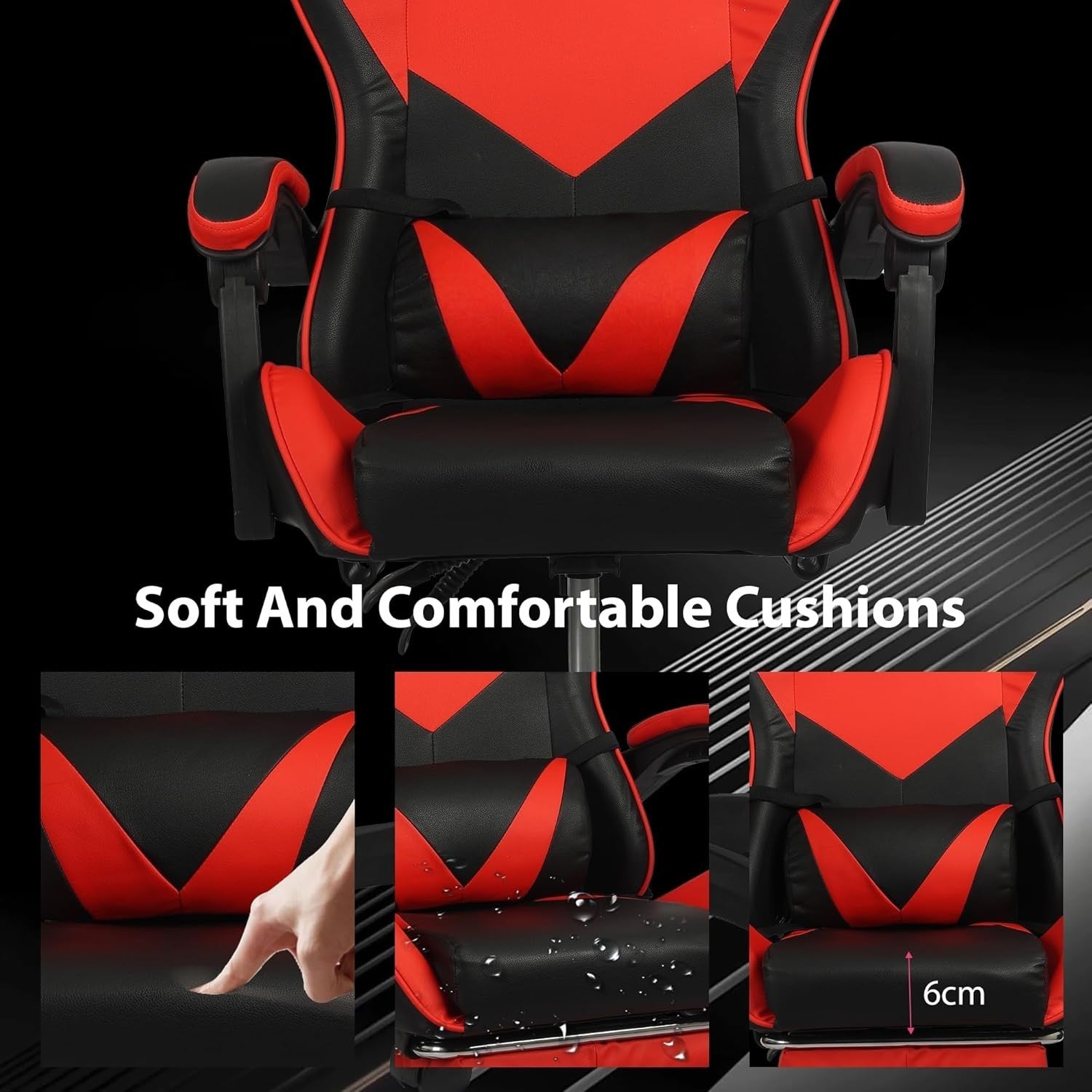 Gaming Chair Ergonomic Recliner Office Racing Desk Seat Black/Red 246lb Support