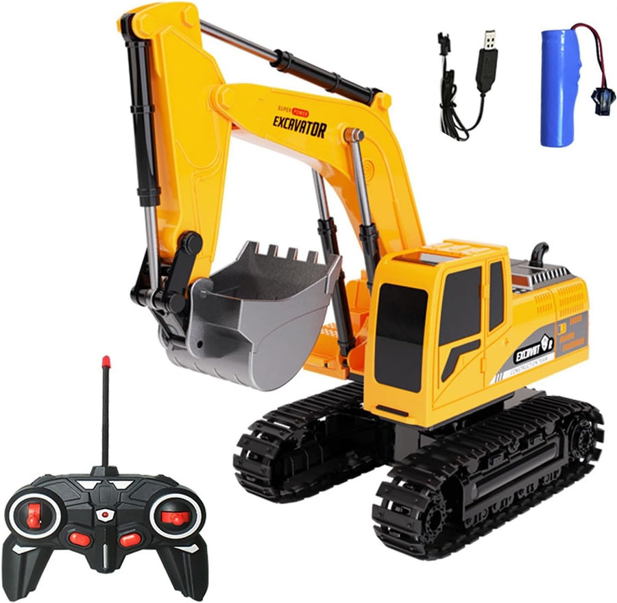 1:24 RC Excavator Toy 4WD Remote Control Construction Digger for Kids