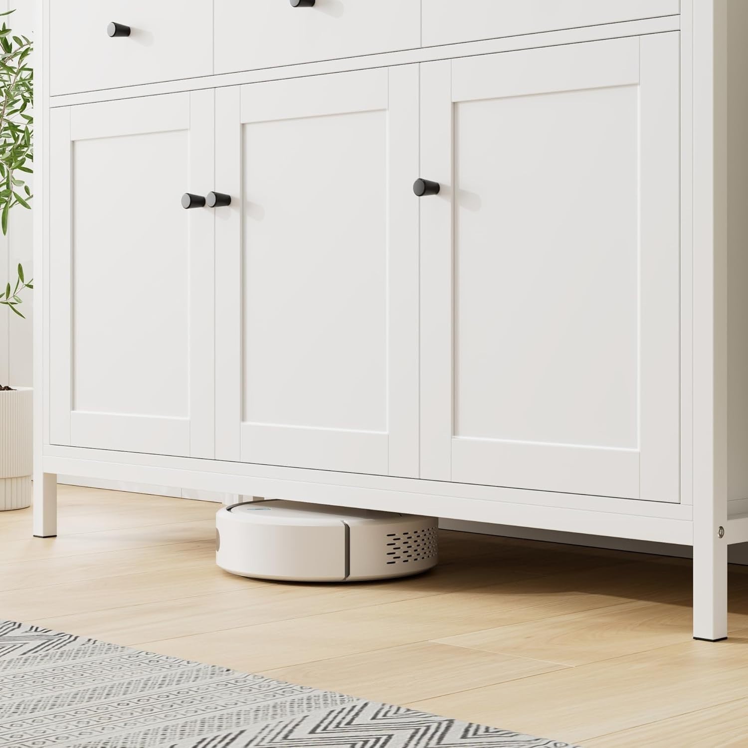 White Sideboard Storage Cabinet 98.5cm Kitchen Cupboard Drawers Shelves