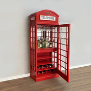 Telephone Box Drinks Cabinet Bar Unit – Retro Home Bar Storage Wine Display Red