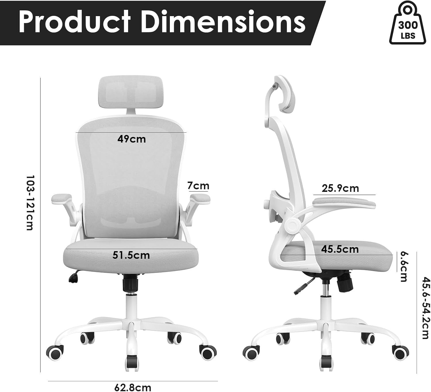 Ergonomic Home Office Desk Chair | High Back Adjustable Lumbar Support Mesh