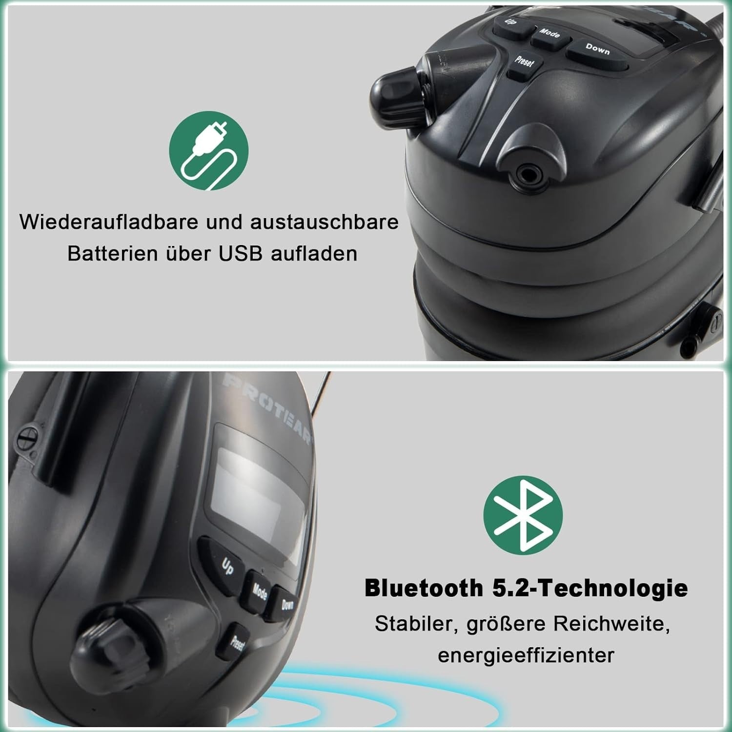 Ear Defenders with DAB+/FM Radio & Bluetooth 5.3 Wireless Safety SNR 30dB