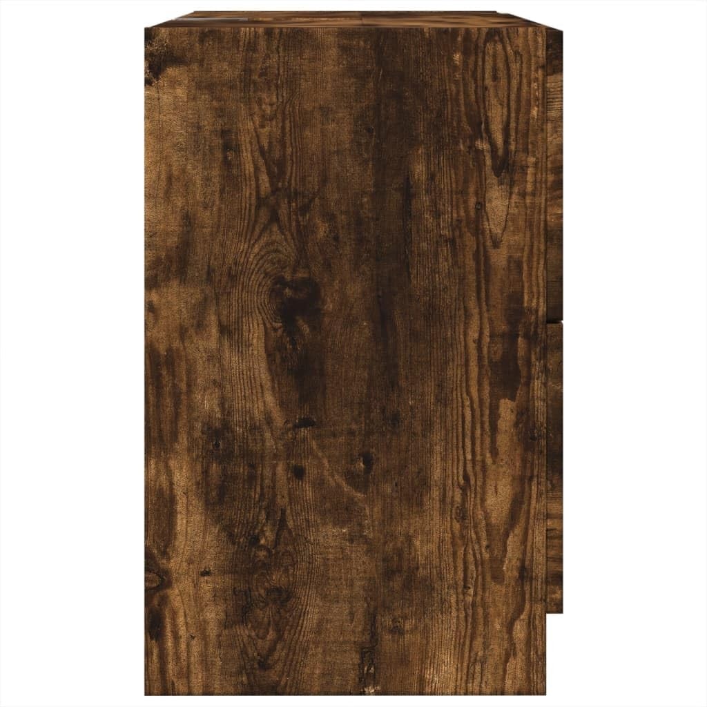 Smoked Oak Bathroom Sink Cabinet 59x37x59cm Modern Under Sink Storage Unit