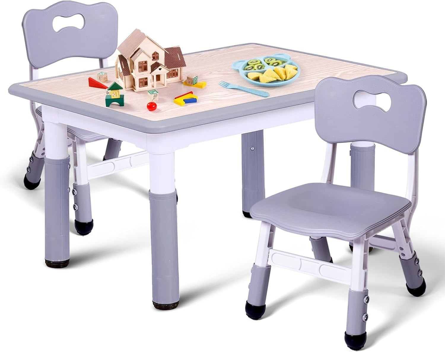 Kids Table and Chairs Set Height Adjustable Study Desk Toddler Playroom
