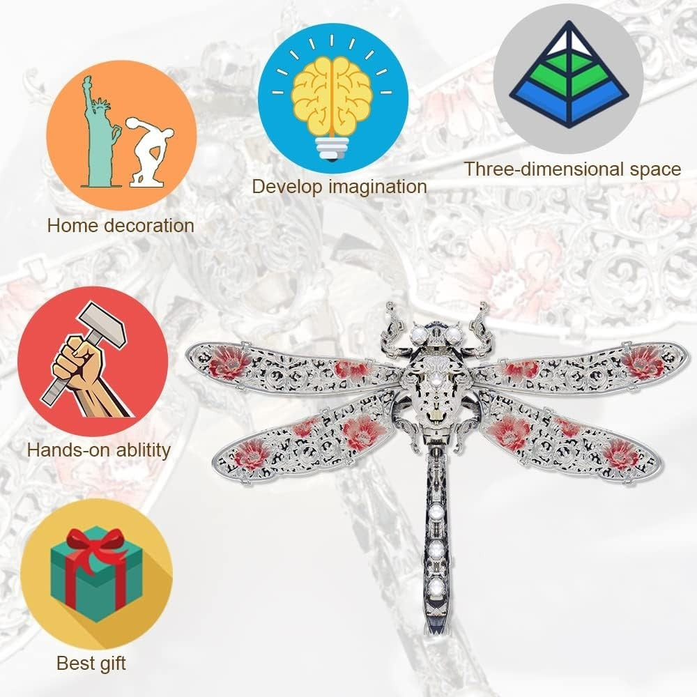 3D Metal Dragonfly Puzzle Kit for Adults, 304 Steel, Stress Relief Gift3D Metal
