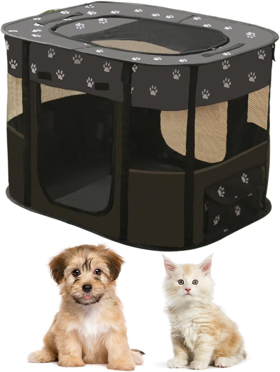 Portable Foldable Pet Playpen Tent – Small Dog Cat Puppy Indoor Outdoor Crate