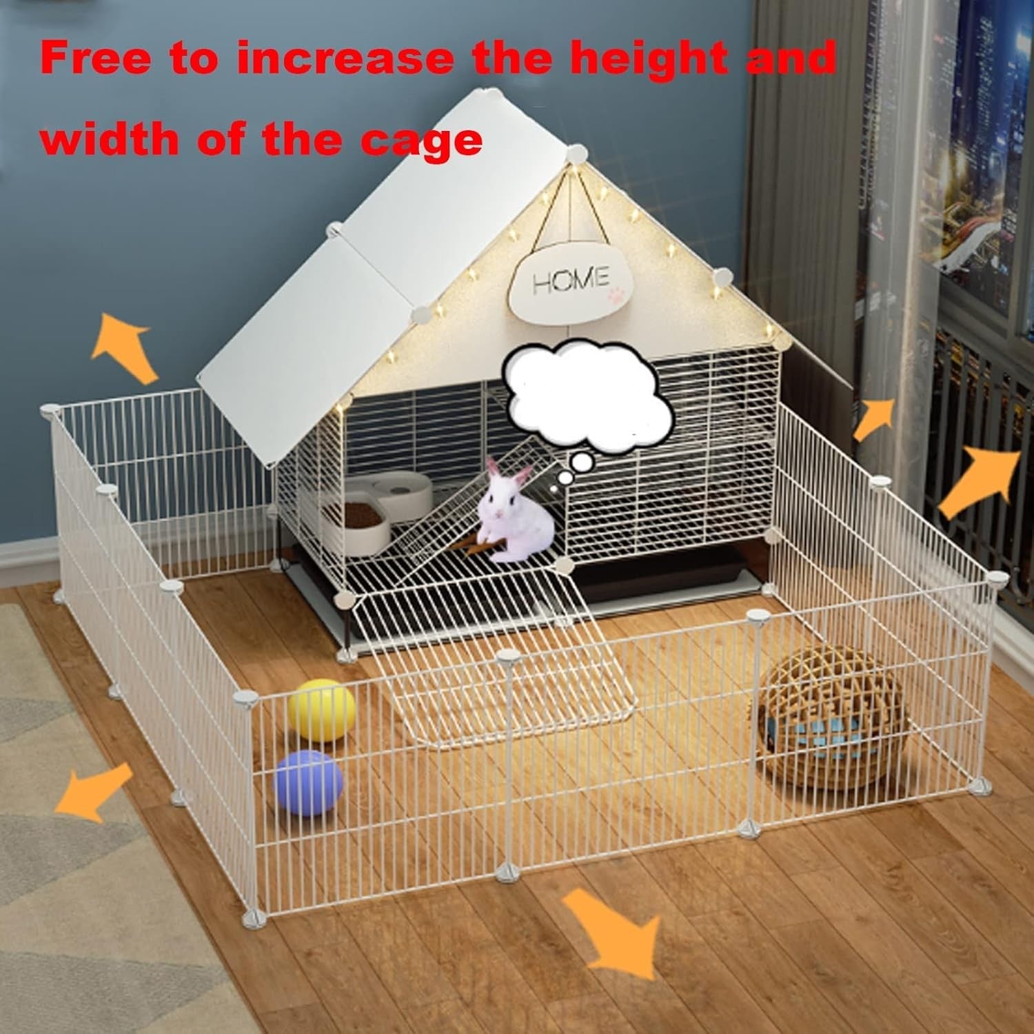 2-Story Rabbit Cage Indoor Large Metal Hutch Secure Small Animal Enclosure