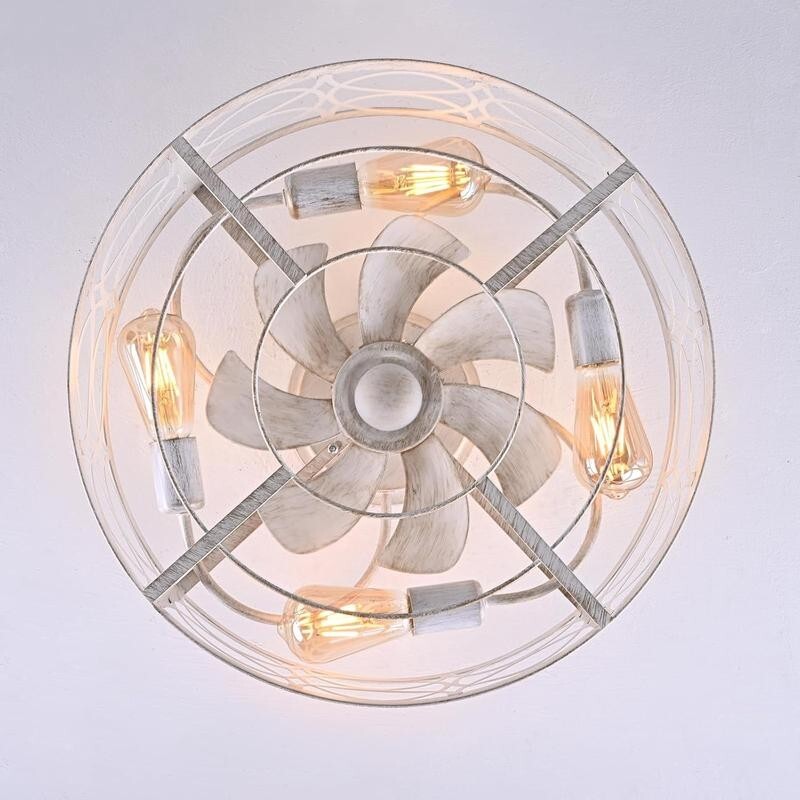 Flush Mount Ceiling Fan Light Remote App Control Quiet Indoor 6-Speed E27