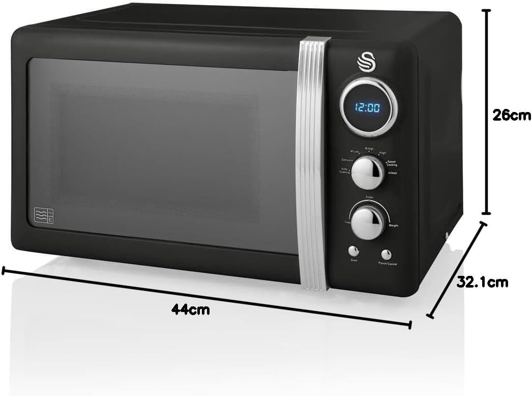 20L Digital Microwave 800W, 5 Power Levels, Defrost, Timer & Glass