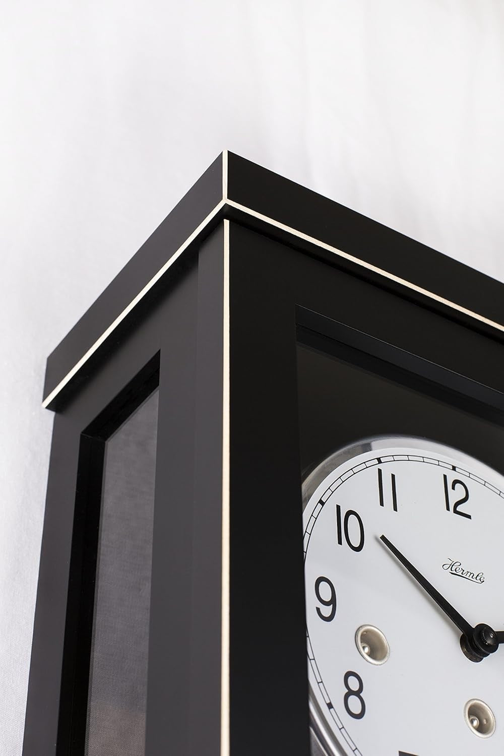 Modern Black Wooden Pendulum Wall Clock Silent Mechanical Chime 57cm