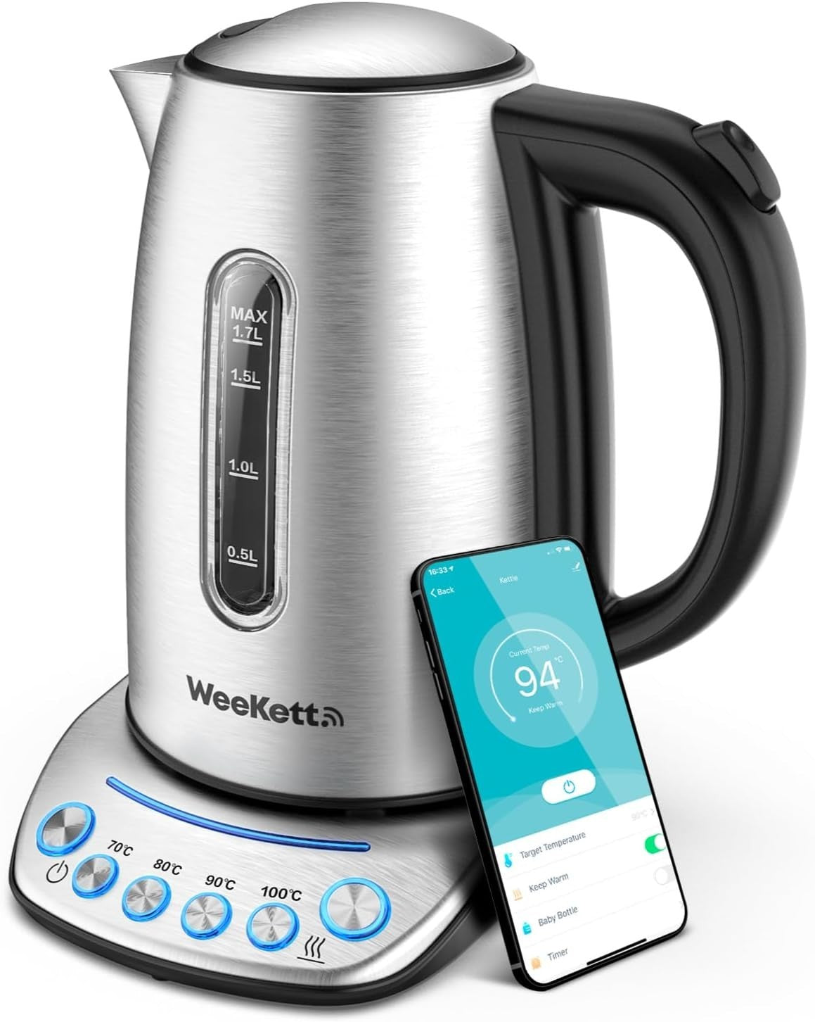 4 Slice Toaster & Smart Kettle Bundle Stainless Steel Wide Slot Adjustable Brown