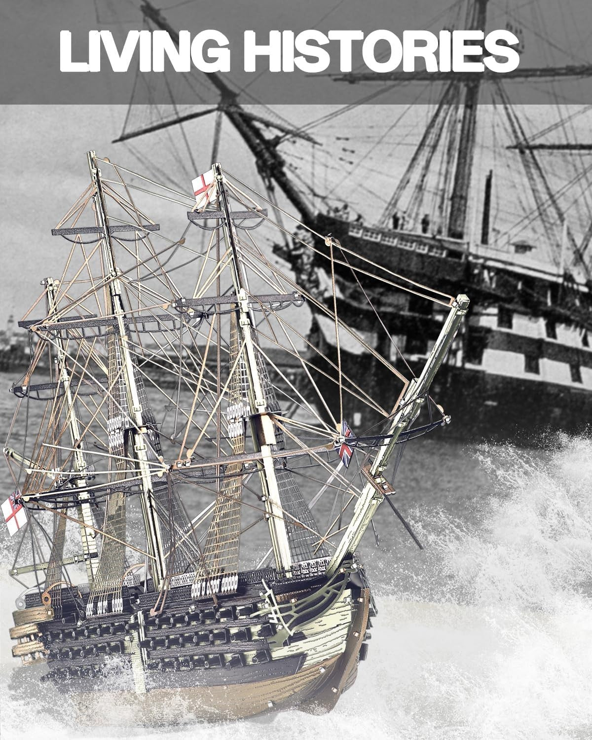 3D Metal HMS Victory Ship Model Kit Stainless Steel Puzzle 389PCS Gift