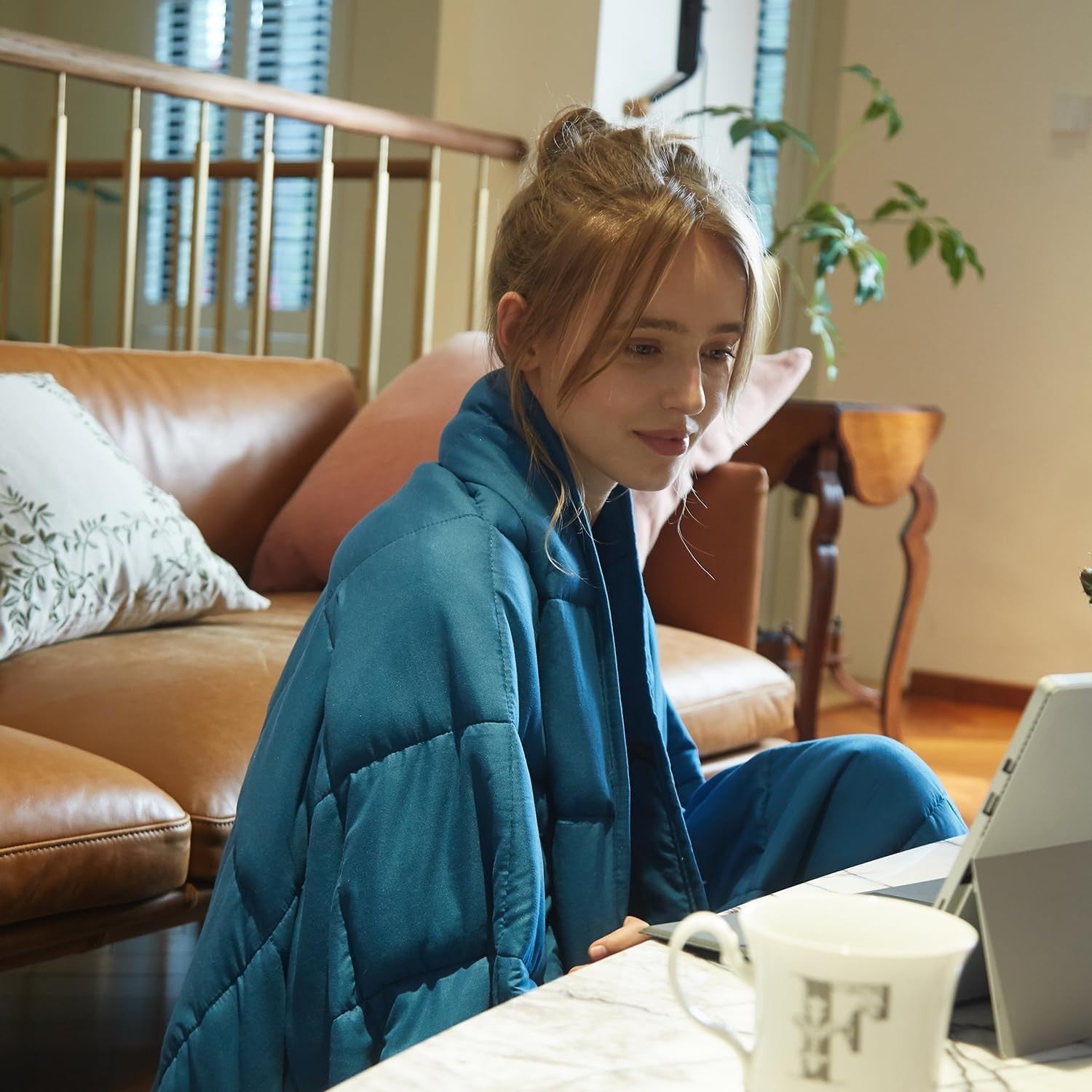 Teal Blue Weighted Blanket 120x180cm 5.4kg for Anxiety & Stress Relief