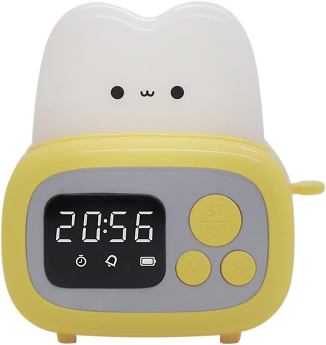 Cute Digital Alarm Clock Night Light USB Rechargeable Kids Bedside Clock