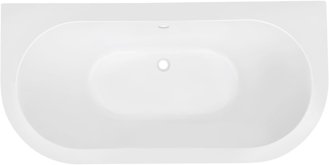 1700x620mm Freestanding Double Ended Back-to-Wall Bath White Feet Acrylic