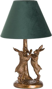 Vintage Antique Gold Table Lamp with Green Velvet Shade, 48cm Tall