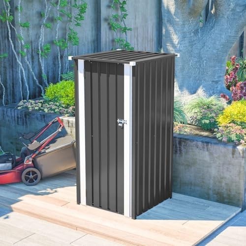 Metal Garden Storage Shed 2.6x2.9ft Waterproof Outdoor Bin & Tool Cabinet
