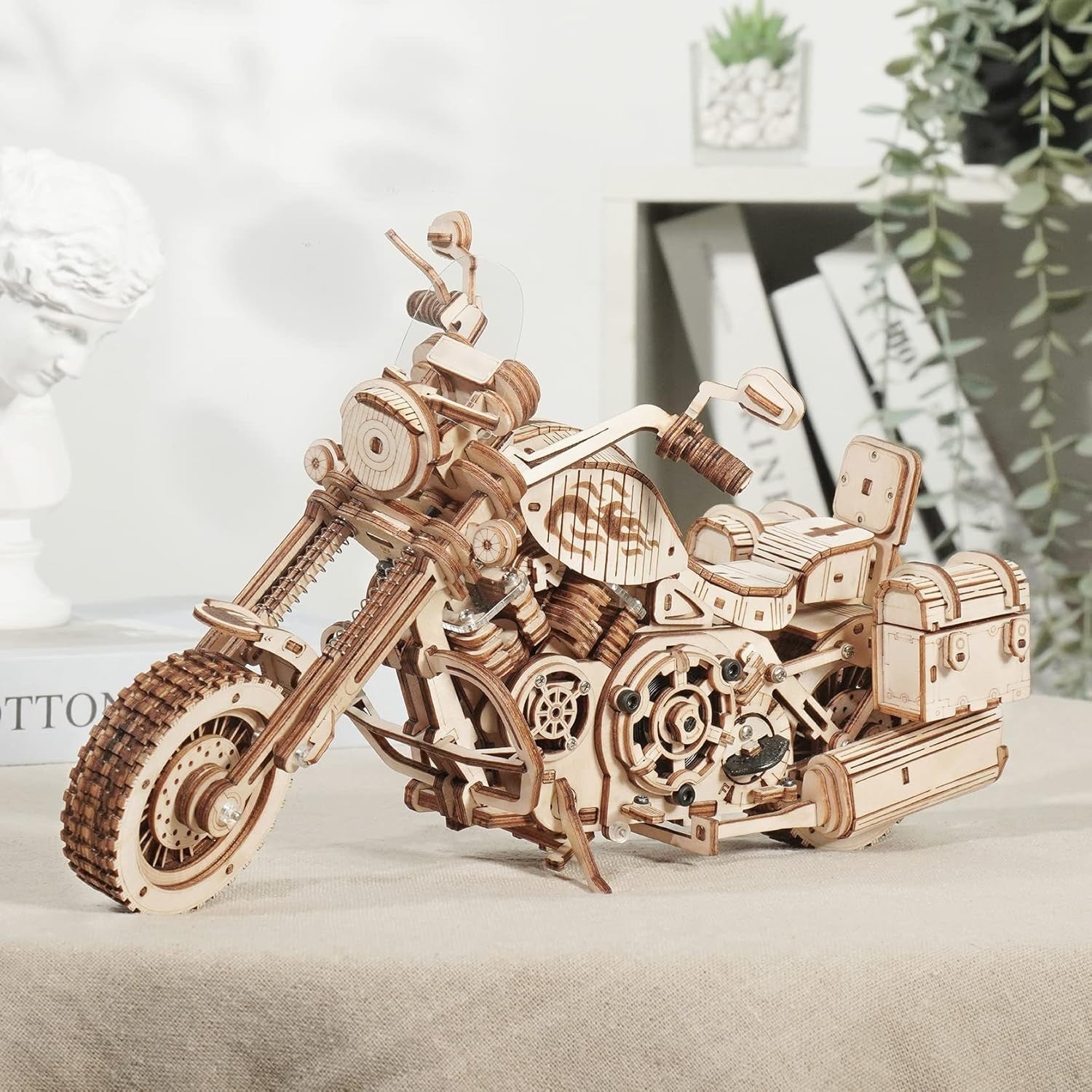 3D Wooden Motorcycle Puzzle Model Kit | Mechanical Moving Parts & Desk Decor