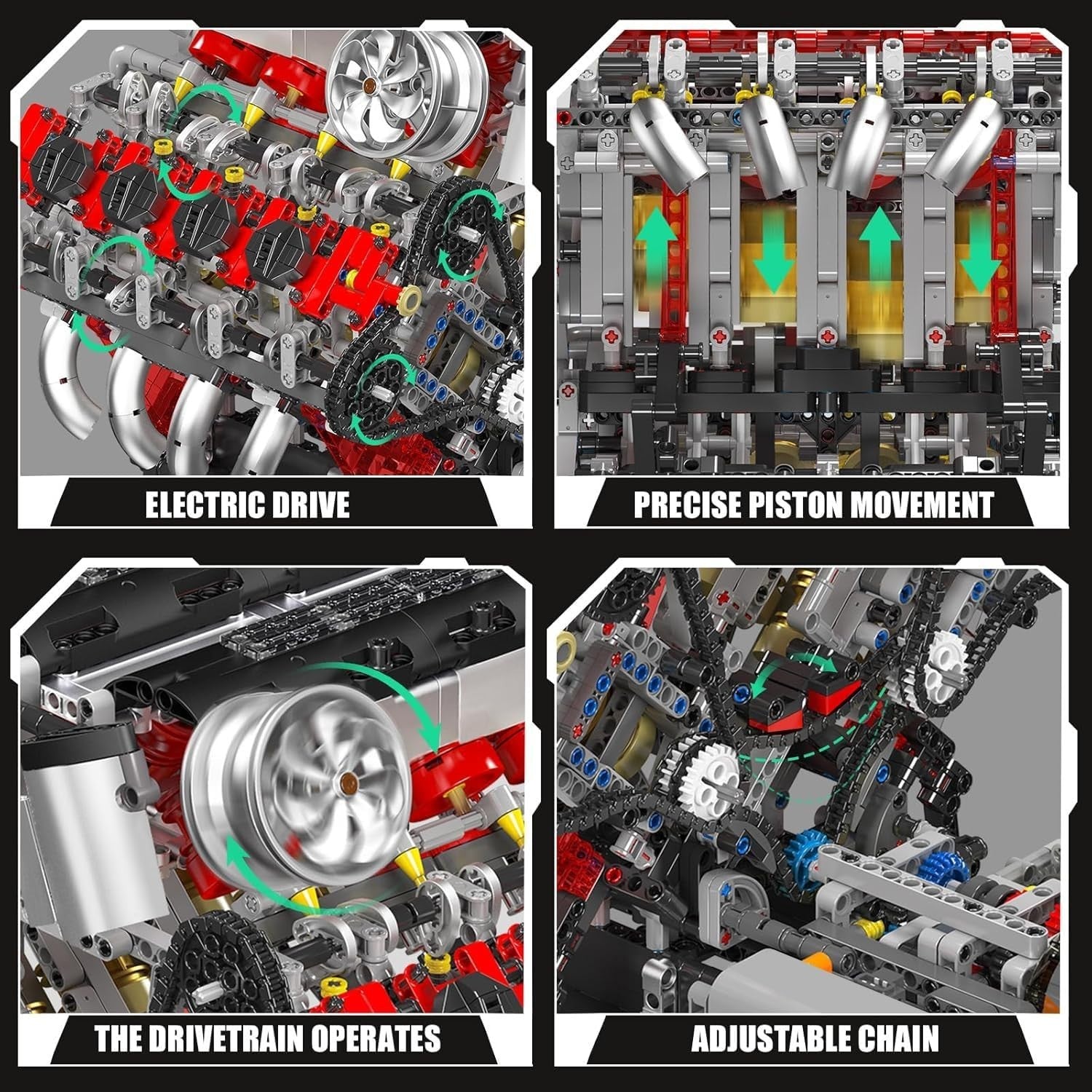 Working V8 Engine Model Kit 2718pcs STEM Turbo Motor Toy for Adults DIY