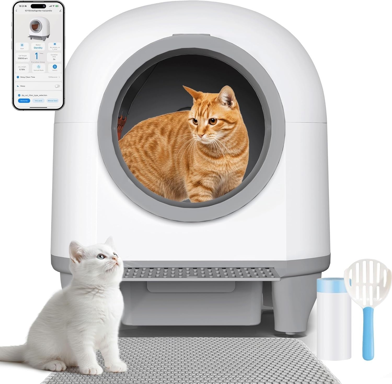 Self Cleaning Cat Litter Box 90L XXL APP Control Multi Cat Smart