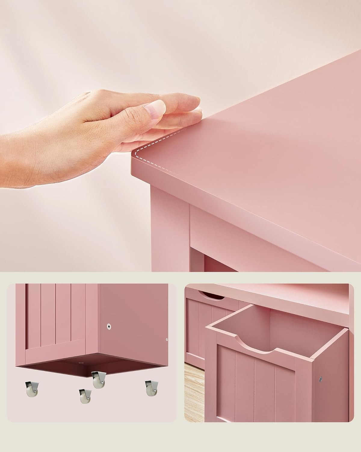 Kids Toy Storage Cabinet with Wheels Pink – 3 Drawer Bookcase Unit