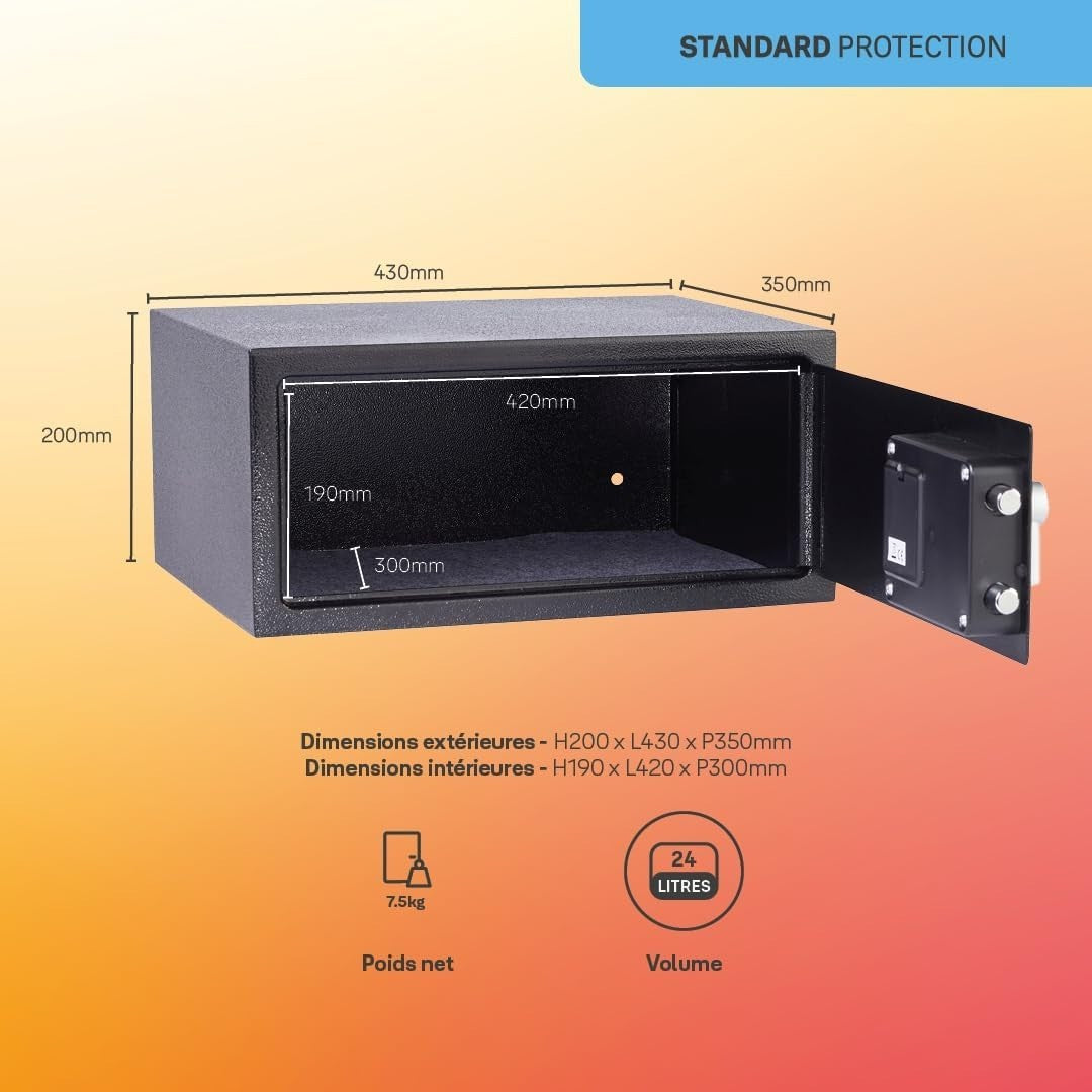 24L Digital Laptop Safe Electronic Keypad Cash Document Security Box