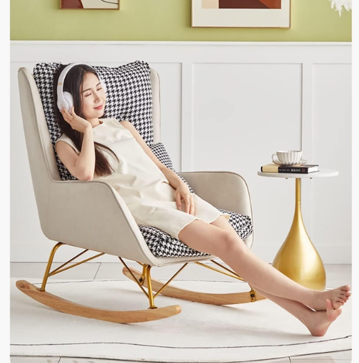 Modern Upholstered Rocking Chair with Footstool - Recliner, Cozy Relaxation Seat