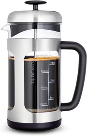 Stainless Steel French Press 1000ml Coffee & Tea Maker Borosilicate Glass Jug