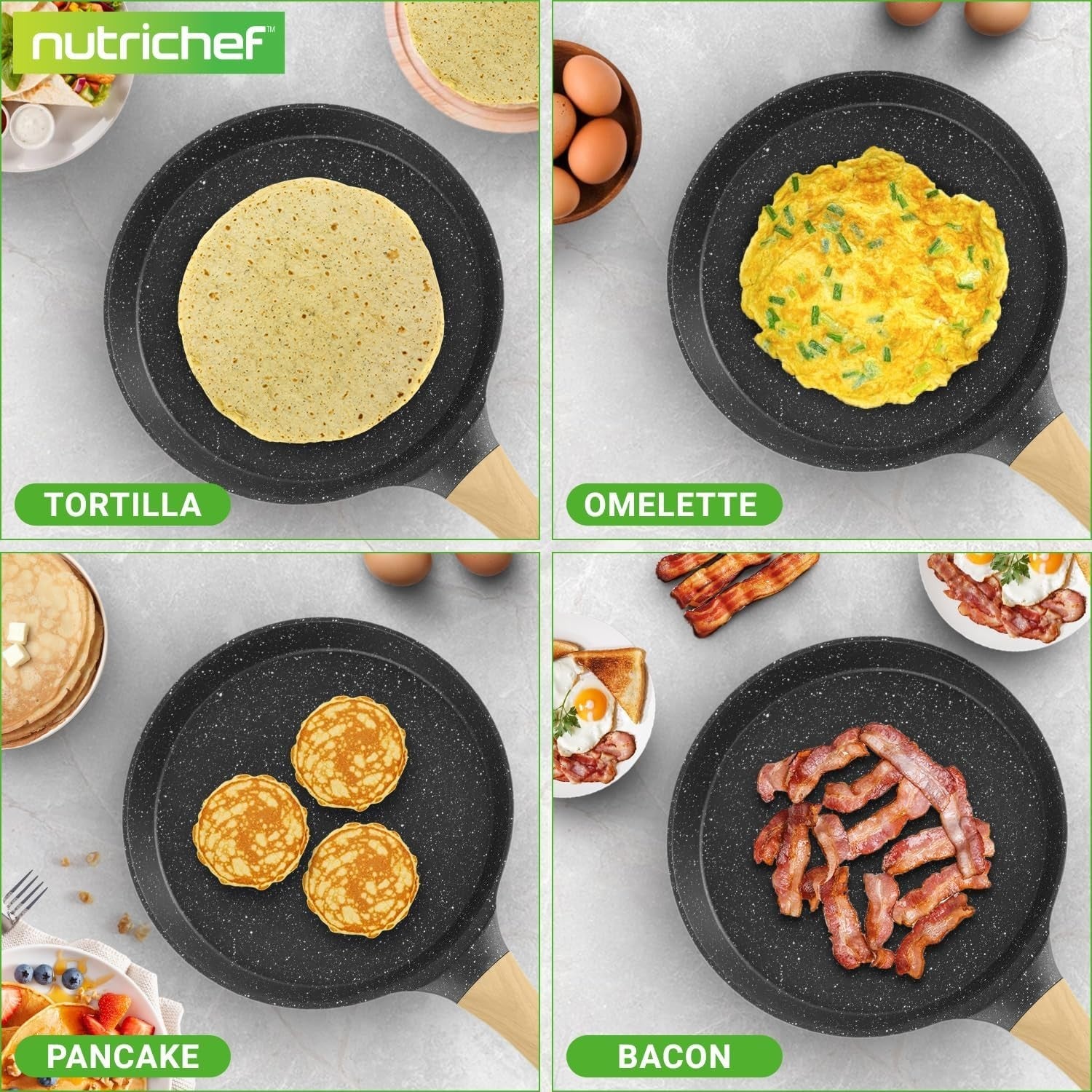 28cm Non-Stick Crepe Pan – Marble Pancake, Crepe & Dosa Skillet with Spreader