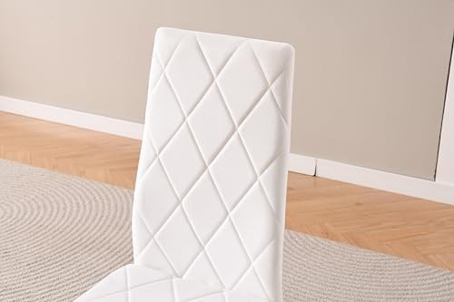 5-Piece Round Glass Dining Table with 2 White Velvet Chairs Set for 2