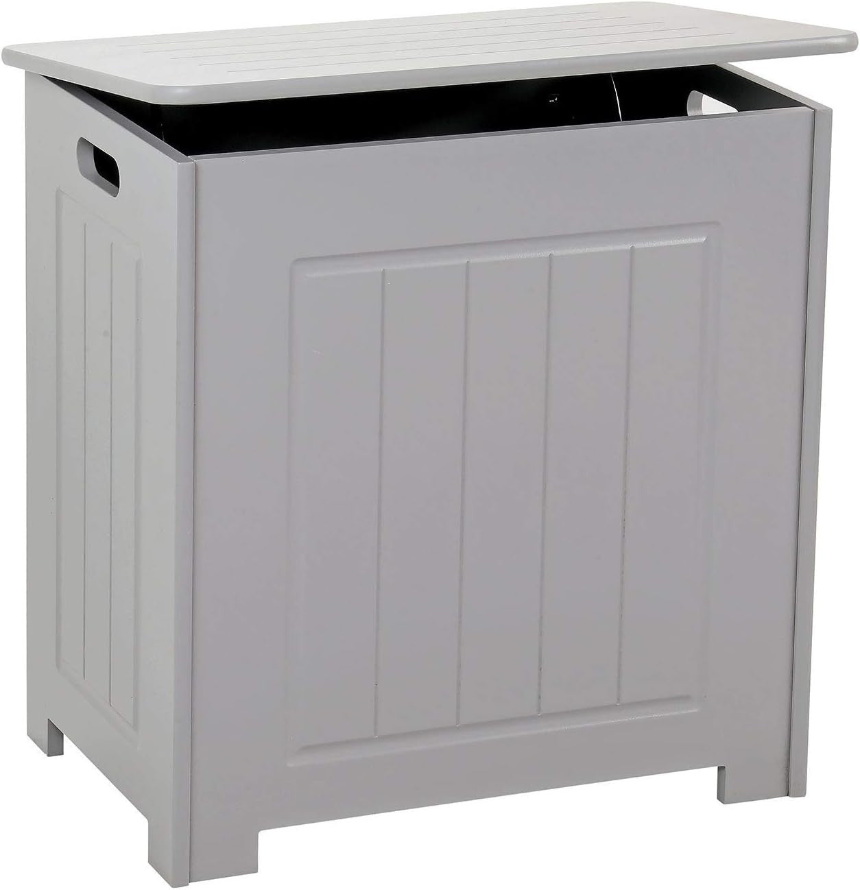 Bathroom Laundry Cabinet Chest Bin Grey Wooden Storage Hamper with Lid