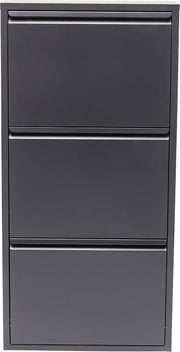 Slim Grey Shoe Cabinet 3 Flip Compartments Space-Saving Storage Rack