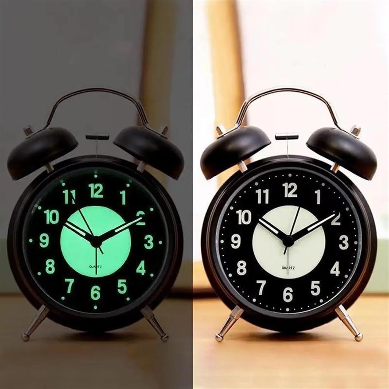Retro Analog Alarm Clock Extra Loud Bell Silent Quartz Backlight Bedroom