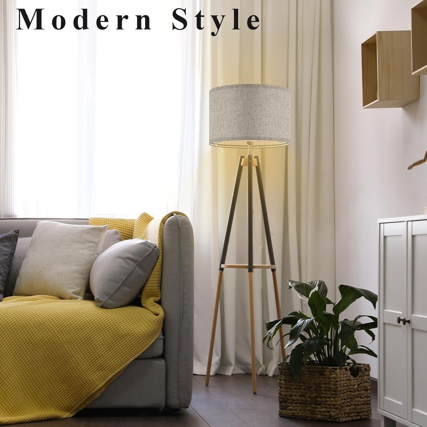 Grey Fabric Lampshade Set of 6 E27 E14 Drum Shades Ceiling Table Floor
