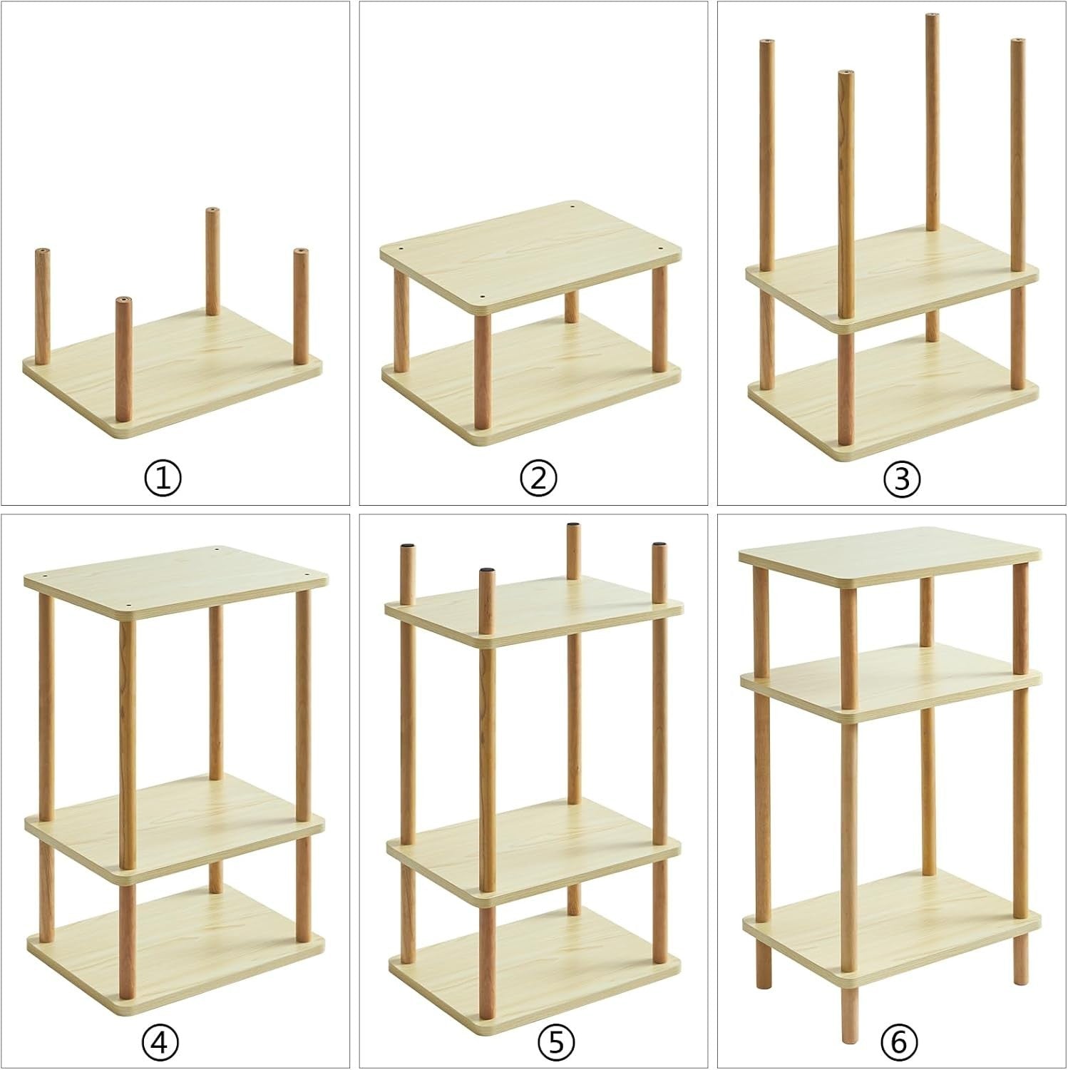 Solid Wood 3-Tier Side Table with Storage Shelves – Sturdy & Stylish