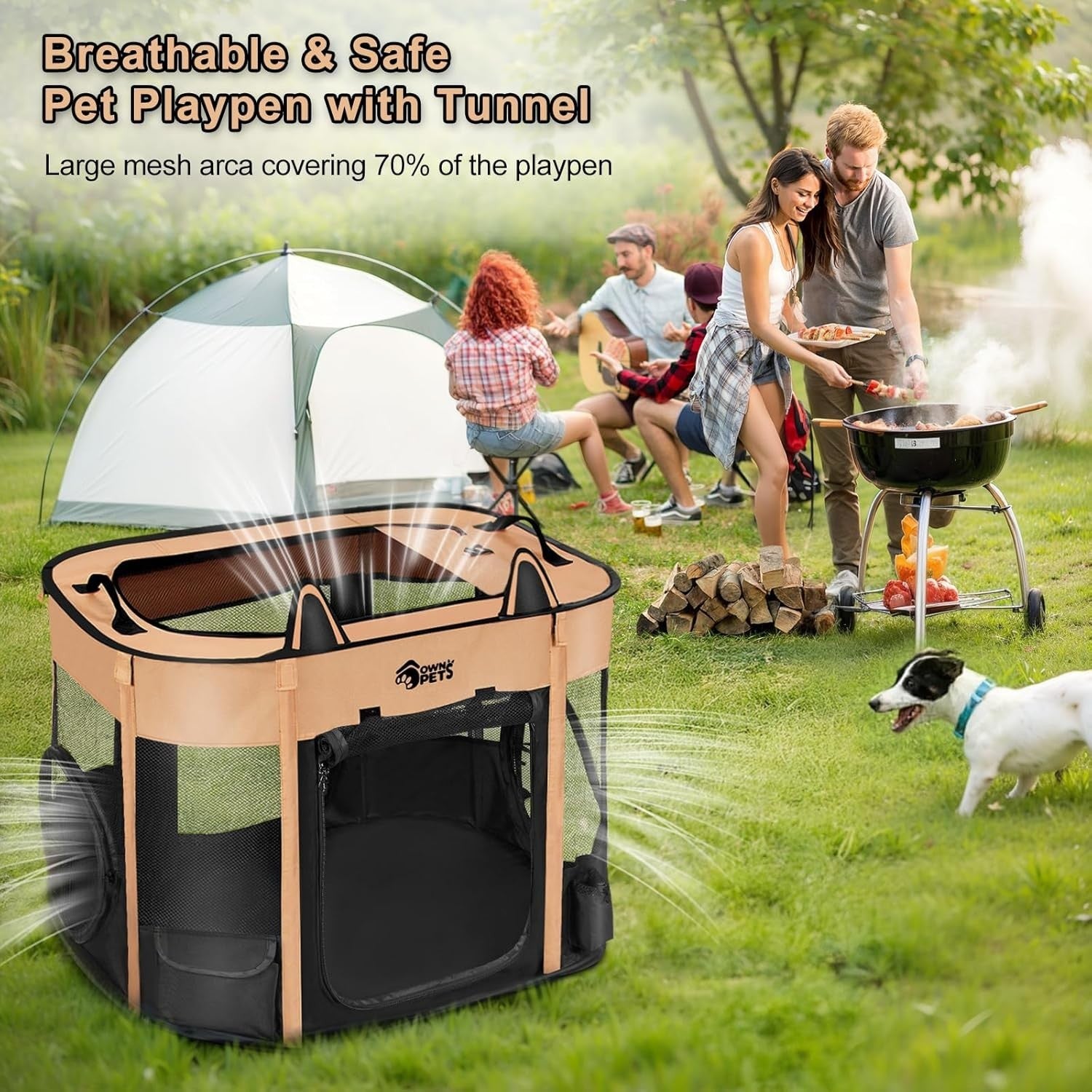 Portable Foldable Outdoor Cat Enclosure Tunnel with Expandable Playpen