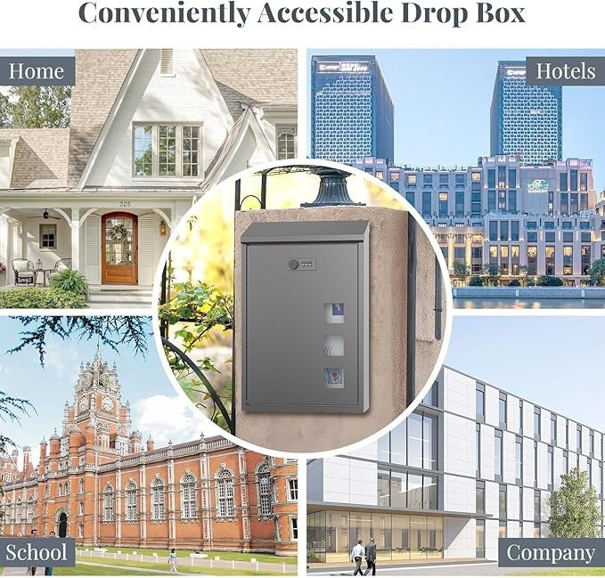 Wall Mounted Waterproof Post Box with Lock | Steel Mailbox | Large Letterbox