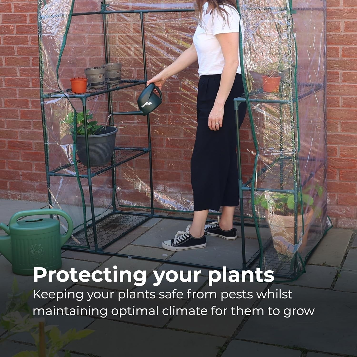 Walk-In Greenhouse with 3 Shelves | Heavy Duty Steel Frame & Clear PVC Cover