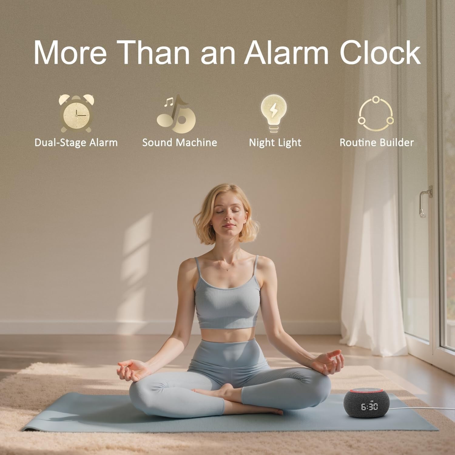 Dual-Stage Alarm Clock & 507 Sound White Noise Machine for Sleep