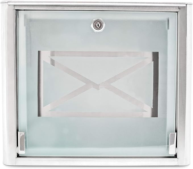 Wall Mounted Lockable Mailbox Waterproof Stainless Steel Frosted Large Slot