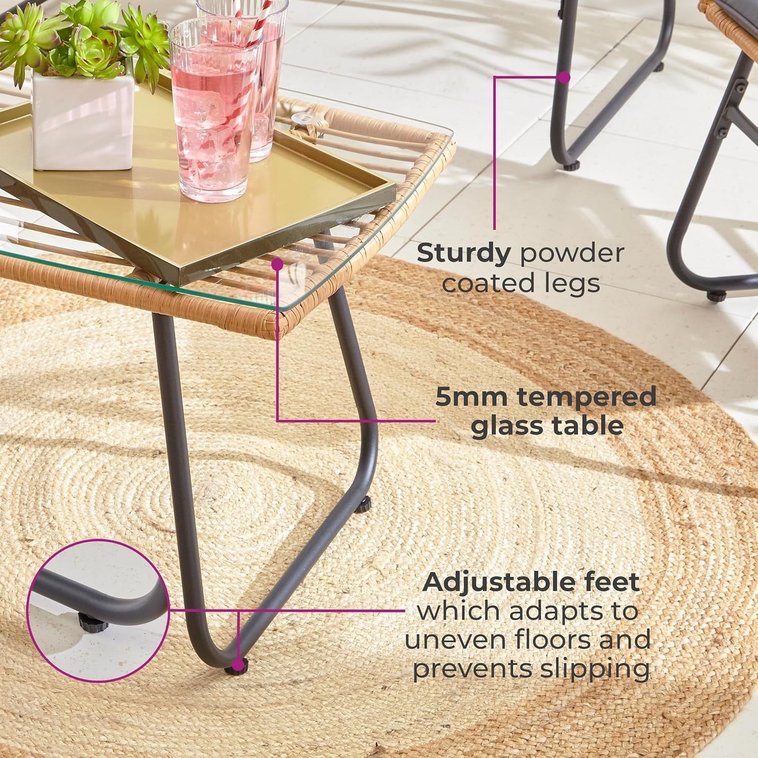 Rattan Garden Furniture Set 4 Seater Sofa Chair Table Patio Balcony